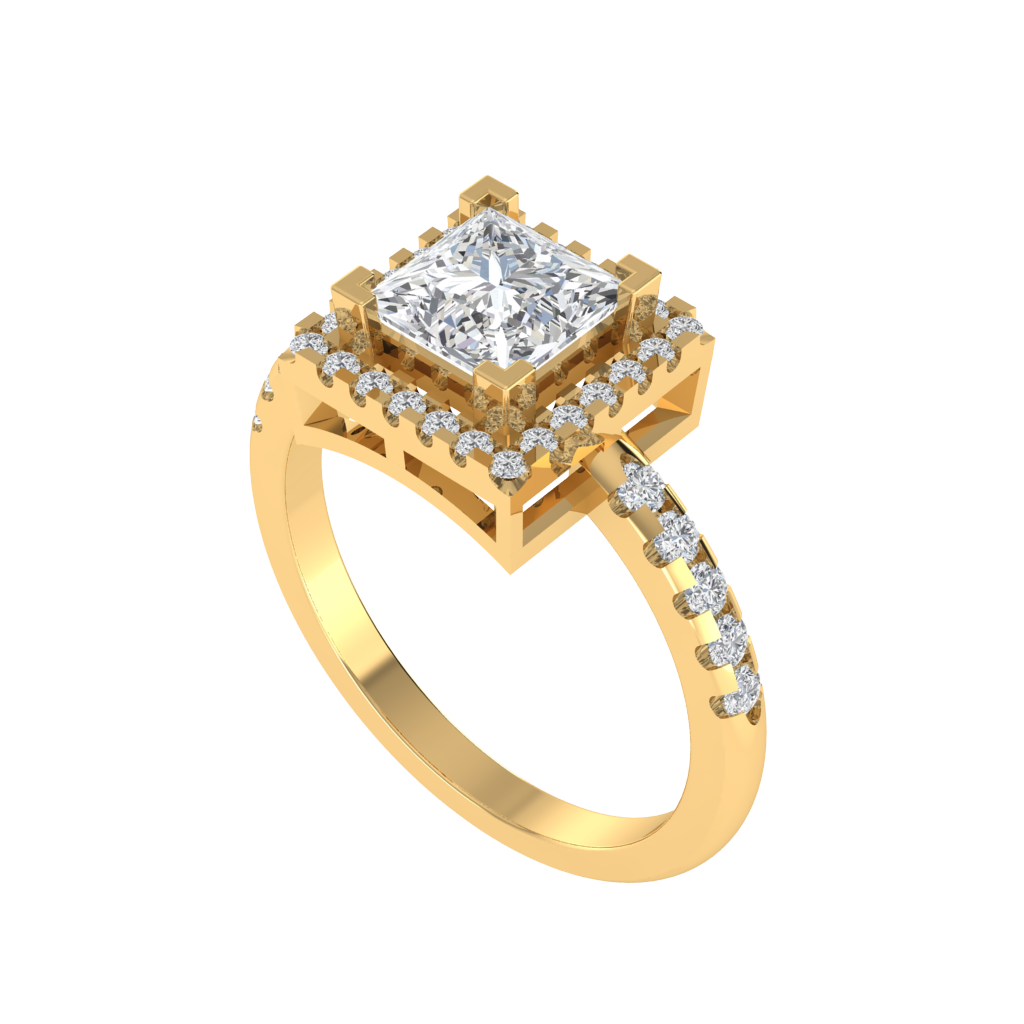 Diamtrendz 925 sterling silver yellow gold plated solitaire cubic zirconia gemstone ring