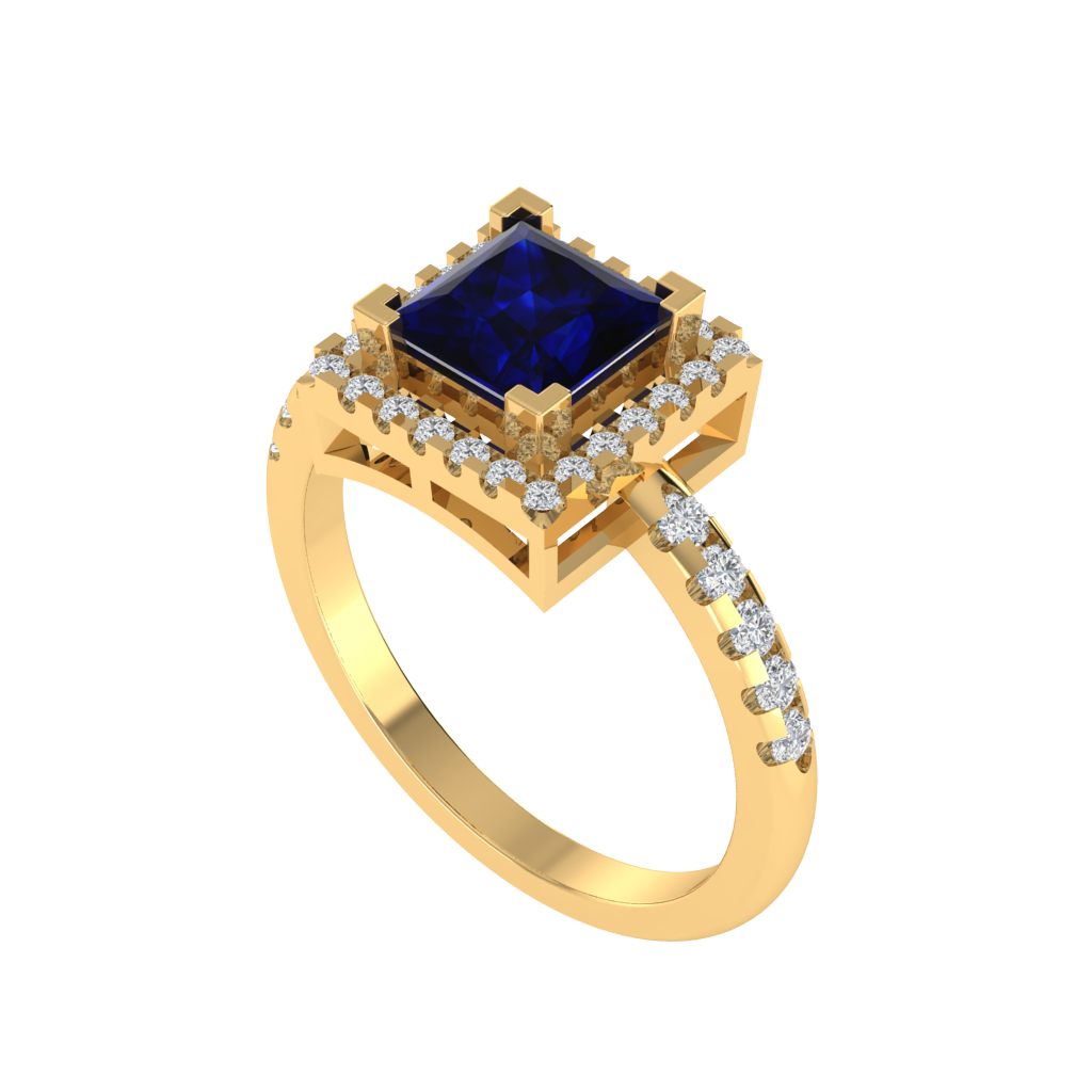 Diamtrendz 925 sterling silver yellow gold plated solitaire sapphire gemstone ring