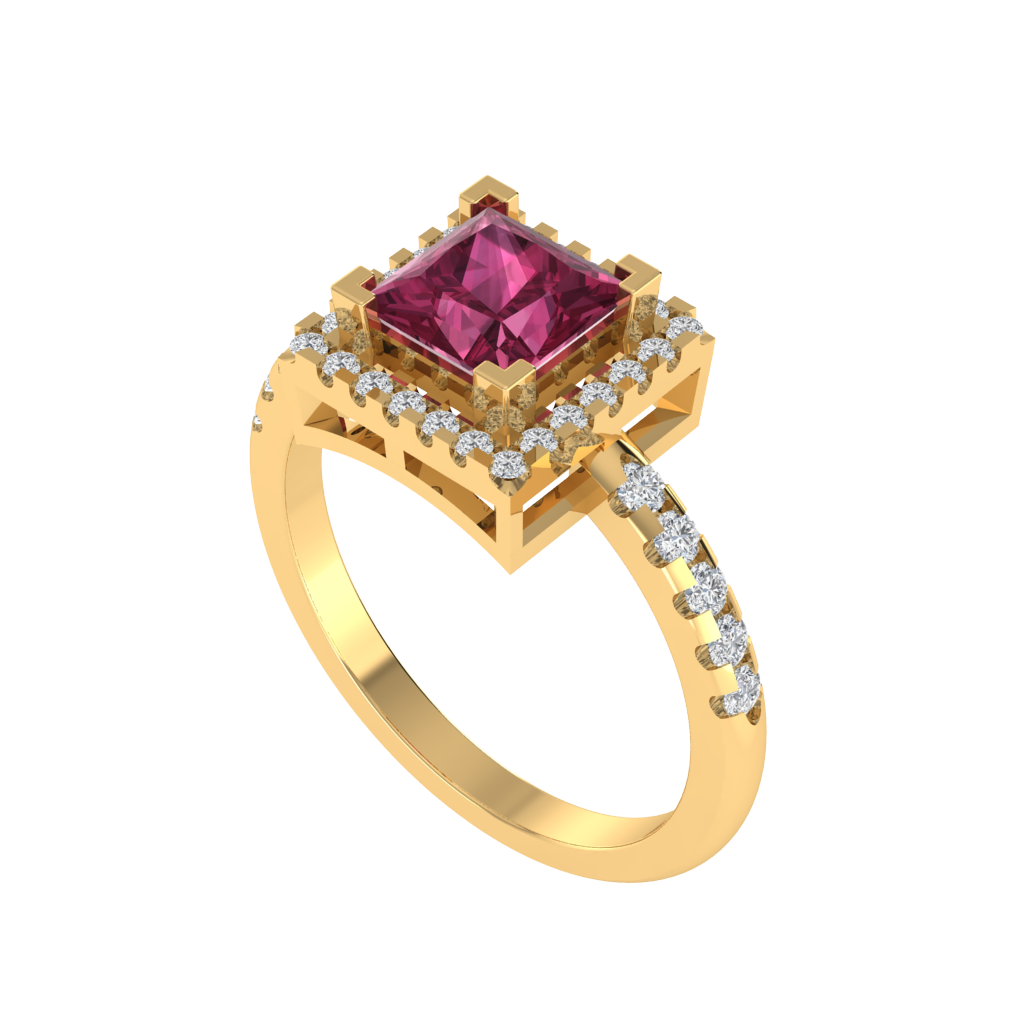 Diamtrendz 925 sterling silver yellow gold plated solitaire tourmaline gemstone ring