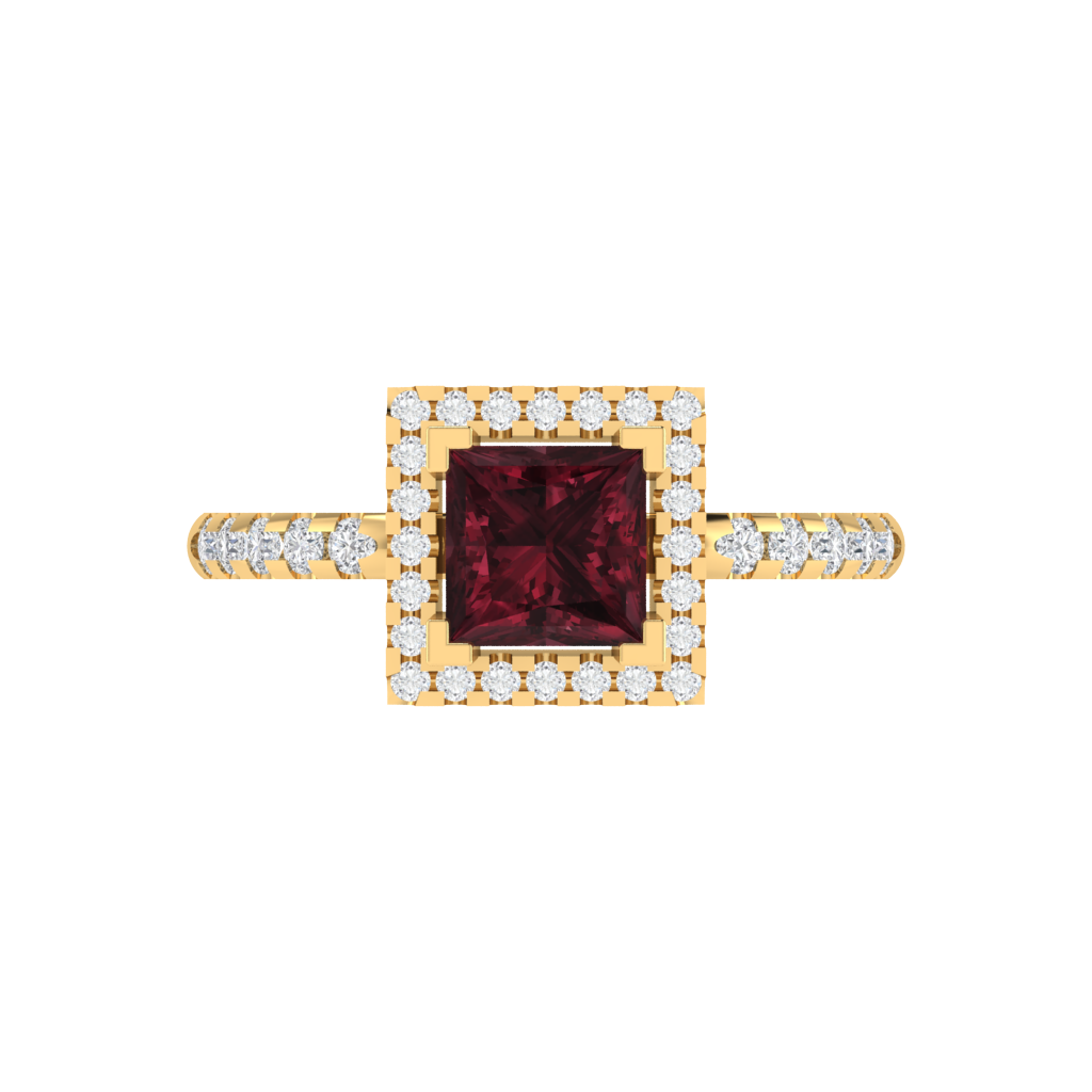 Diamtrendz 925 sterling silver yellow gold plated solitaire garnet gemstone ring