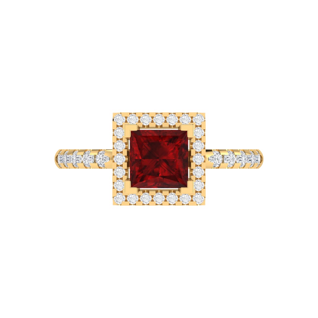 Diamtrendz 925 sterling silver yellow gold plated solitaire ruby gemstone ring