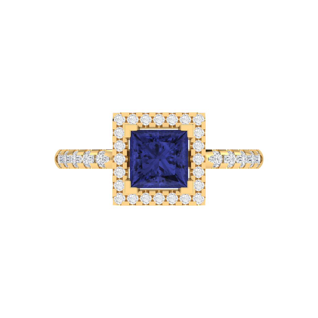 Diamtrendz 925 sterling silver yellow gold plated solitaire tanzanite gemstone ring