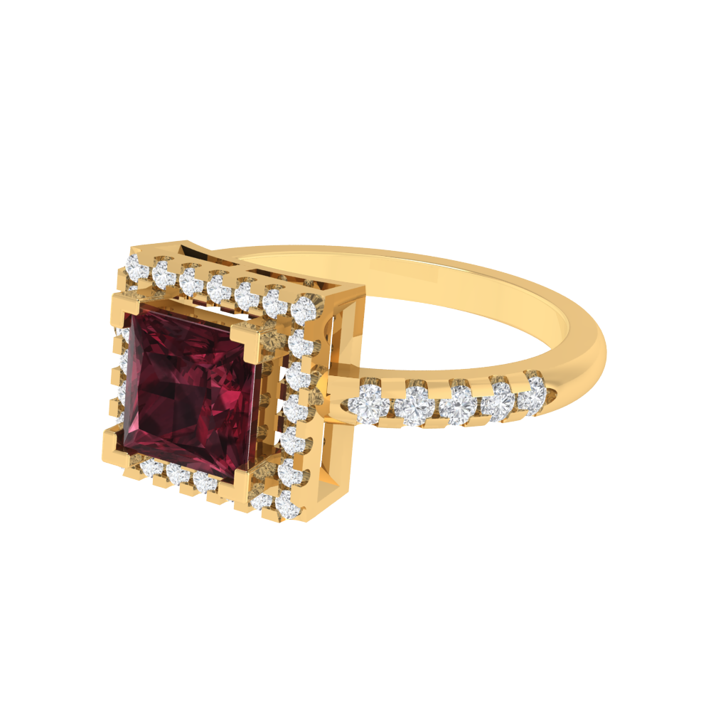 Diamtrendz 925 sterling silver yellow gold plated solitaire garnet gemstone ring