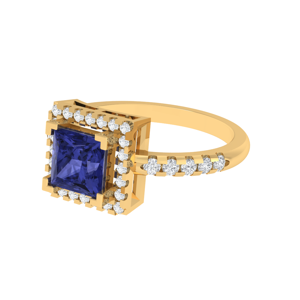 Diamtrendz 925 sterling silver yellow gold plated solitaire tanzanite gemstone ring