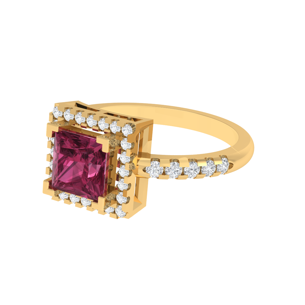 Diamtrendz 925 sterling silver yellow gold plated solitaire tourmaline gemstone ring