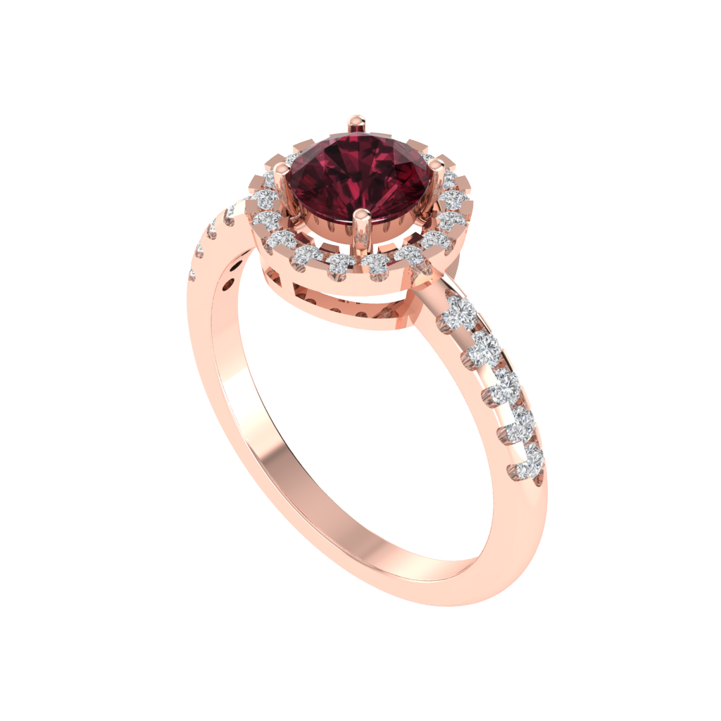 Diamtrendz 925 sterling silver rose gold plated solitaire garnet gemstone ring