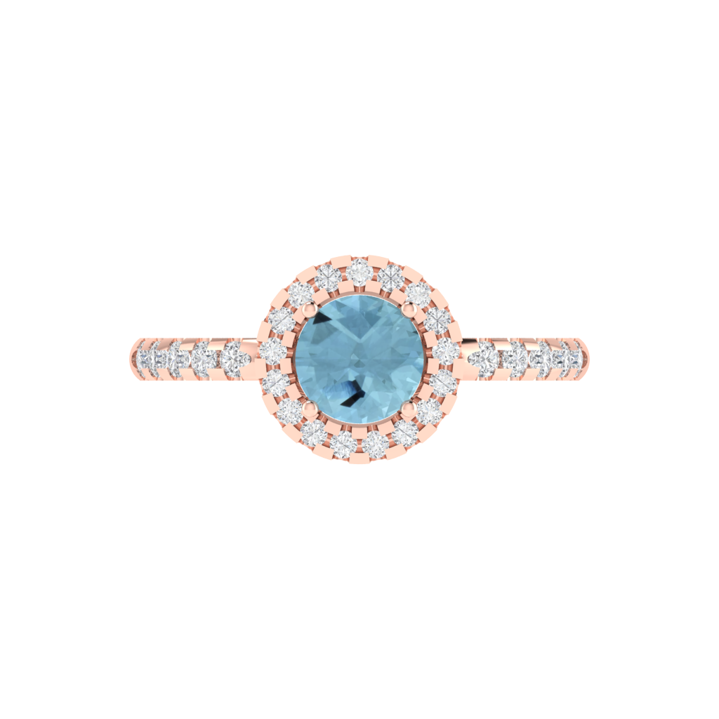 Diamtrendz 925 sterling silver rose gold plated solitaire aquamarine gemstone ring