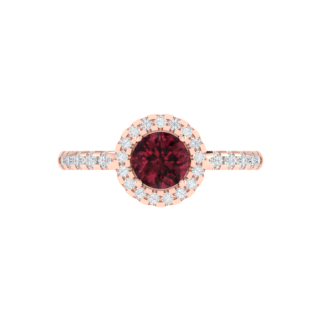 Diamtrendz 925 sterling silver rose gold plated solitaire garnet gemstone ring