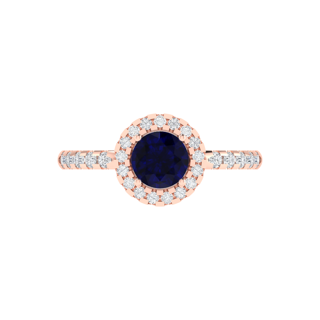 Diamtrendz 925 sterling silver rose gold plated solitaire sapphire gemstone ring