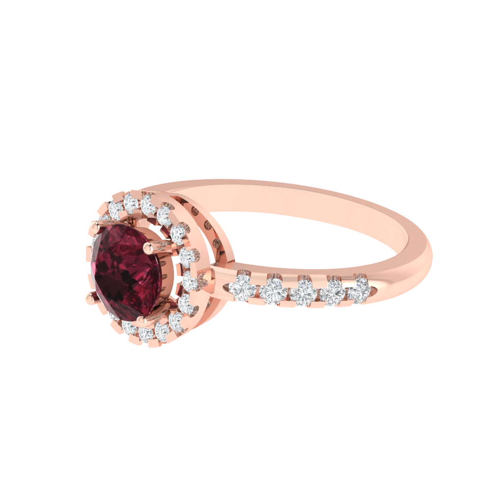 Diamtrendz 925 sterling silver rose gold plated solitaire garnet gemstone ring