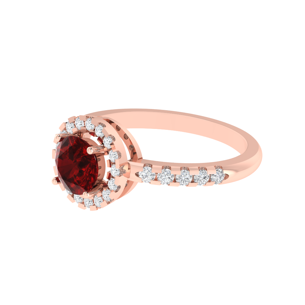 Diamtrendz 925 sterling silver rose gold plated solitaire ruby gemstone ring