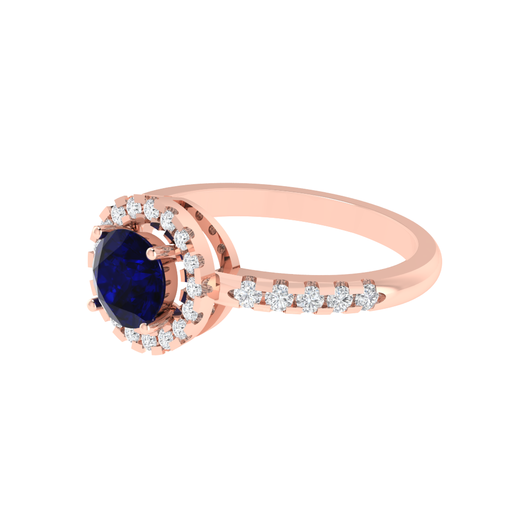 Diamtrendz 925 sterling silver rose gold plated solitaire sapphire gemstone ring