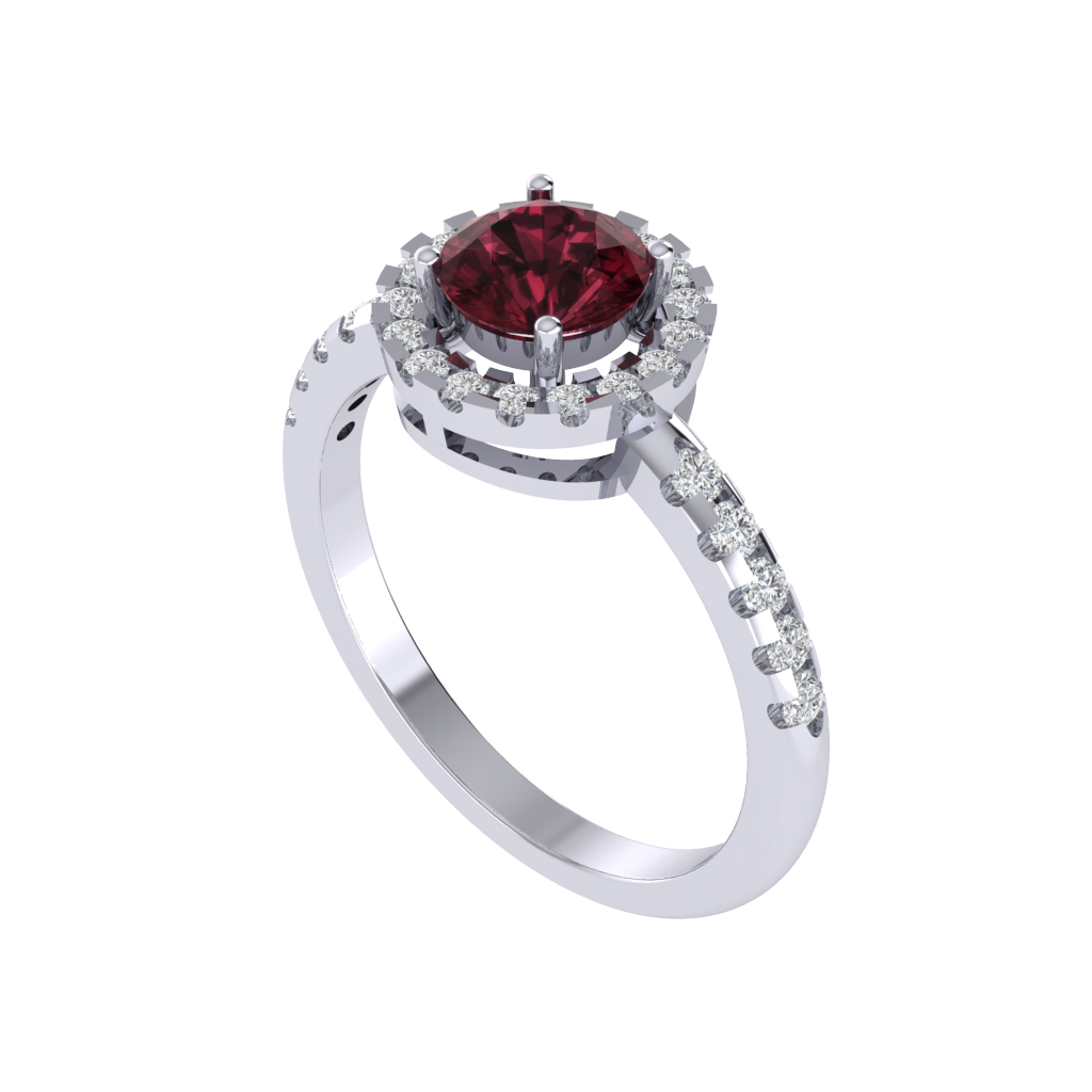 Diamtrendz 925 sterling silver white gold plated solitaire garnet gemstone ring