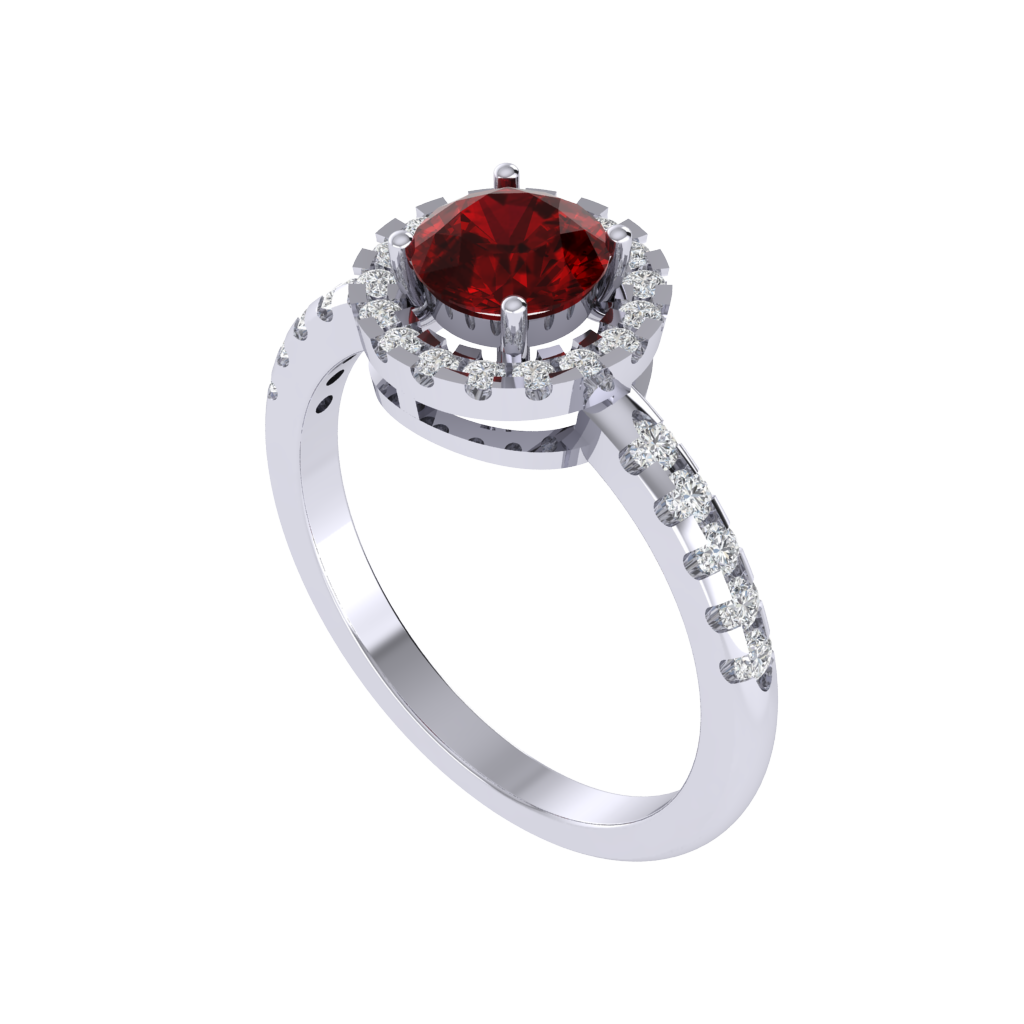 Diamtrendz 925 sterling silver white gold plated solitaire ruby gemstone ring