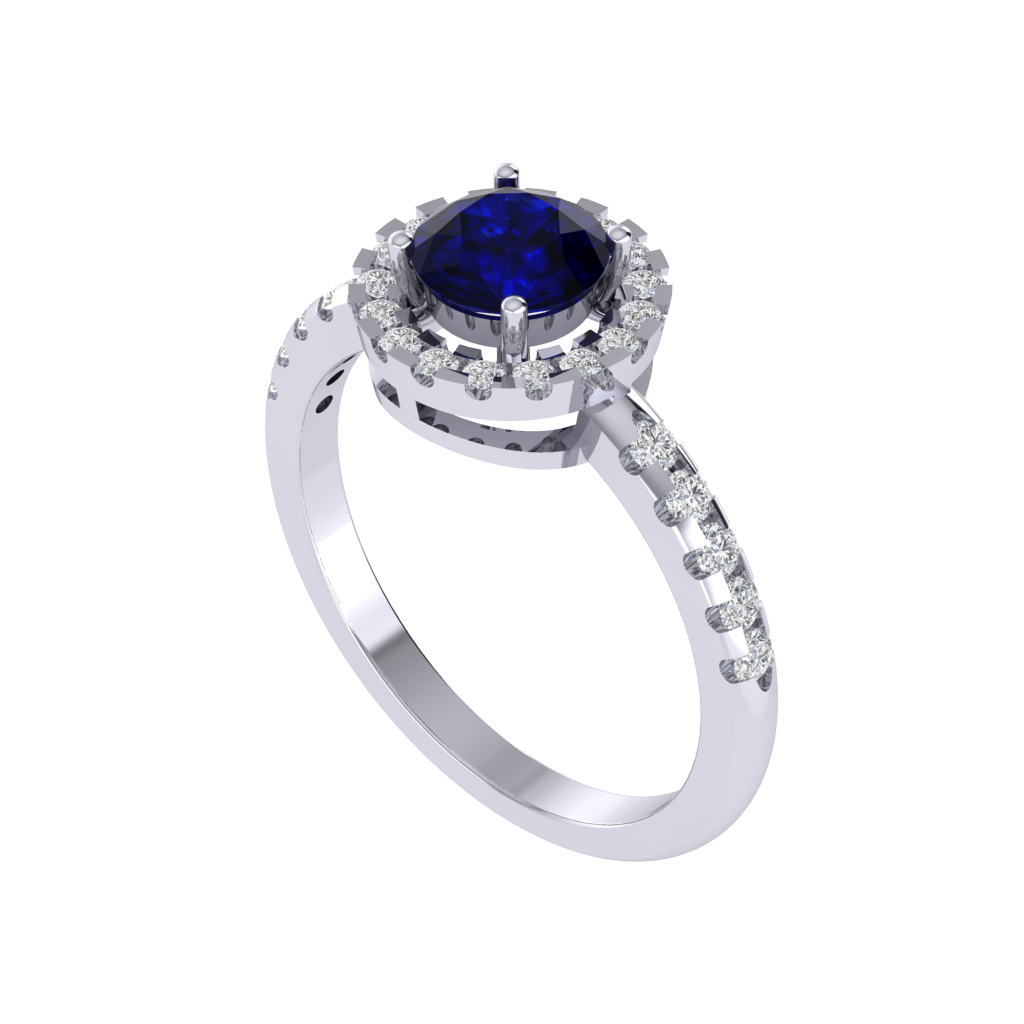 Diamtrendz 925 sterling silver white gold plated solitaire sapphire gemstone ring