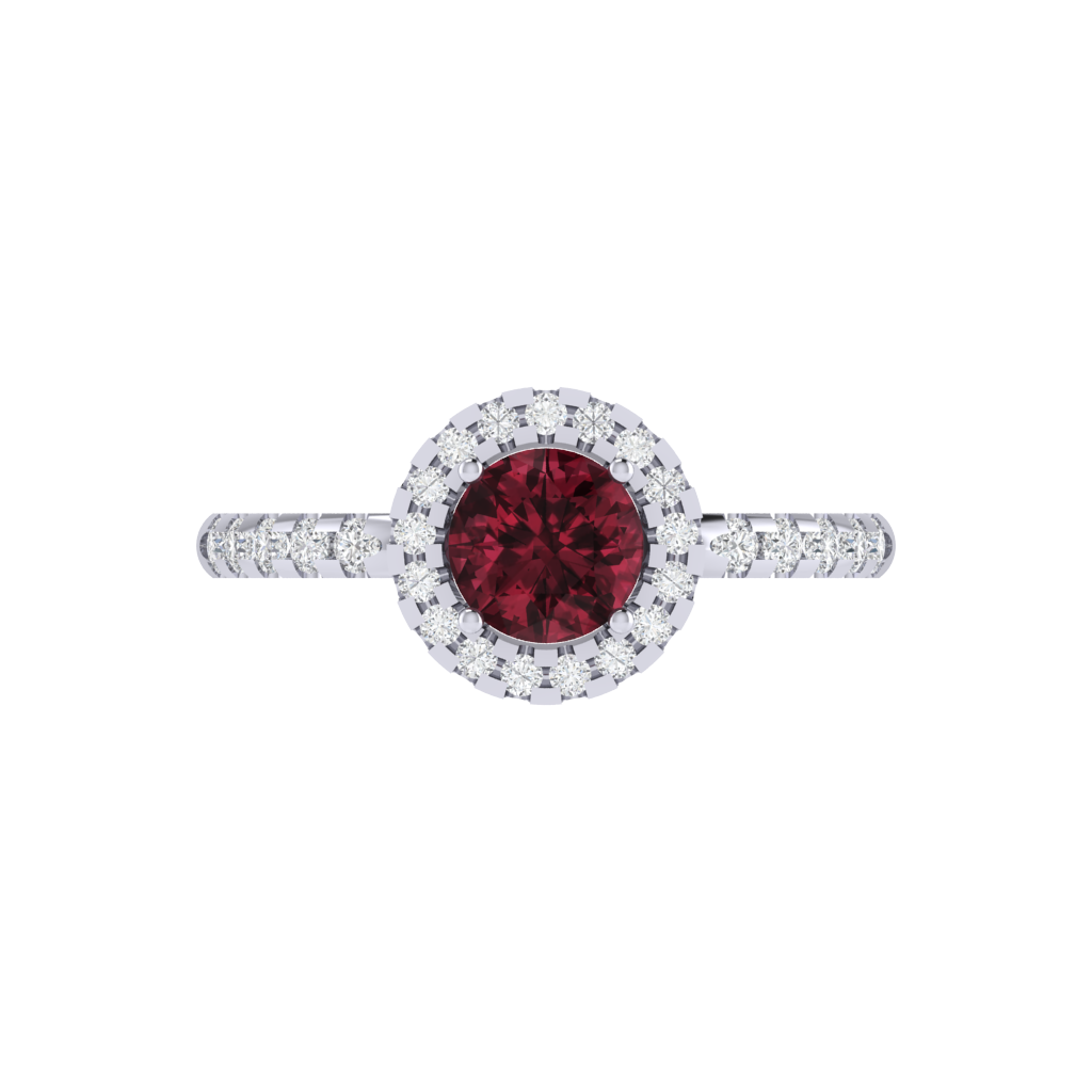 Diamtrendz 925 sterling silver white gold plated solitaire garnet gemstone ring