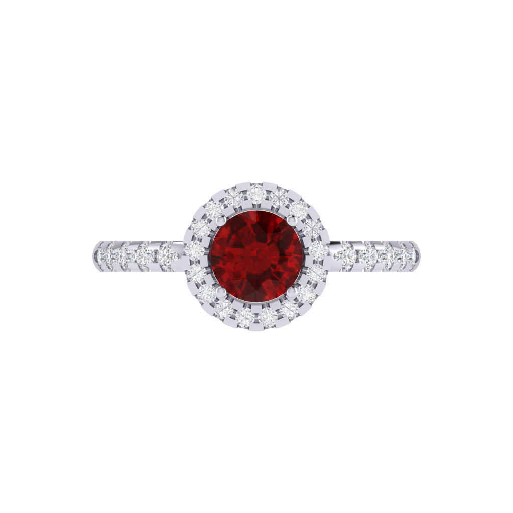 Diamtrendz 925 sterling silver white gold plated solitaire ruby gemstone ring