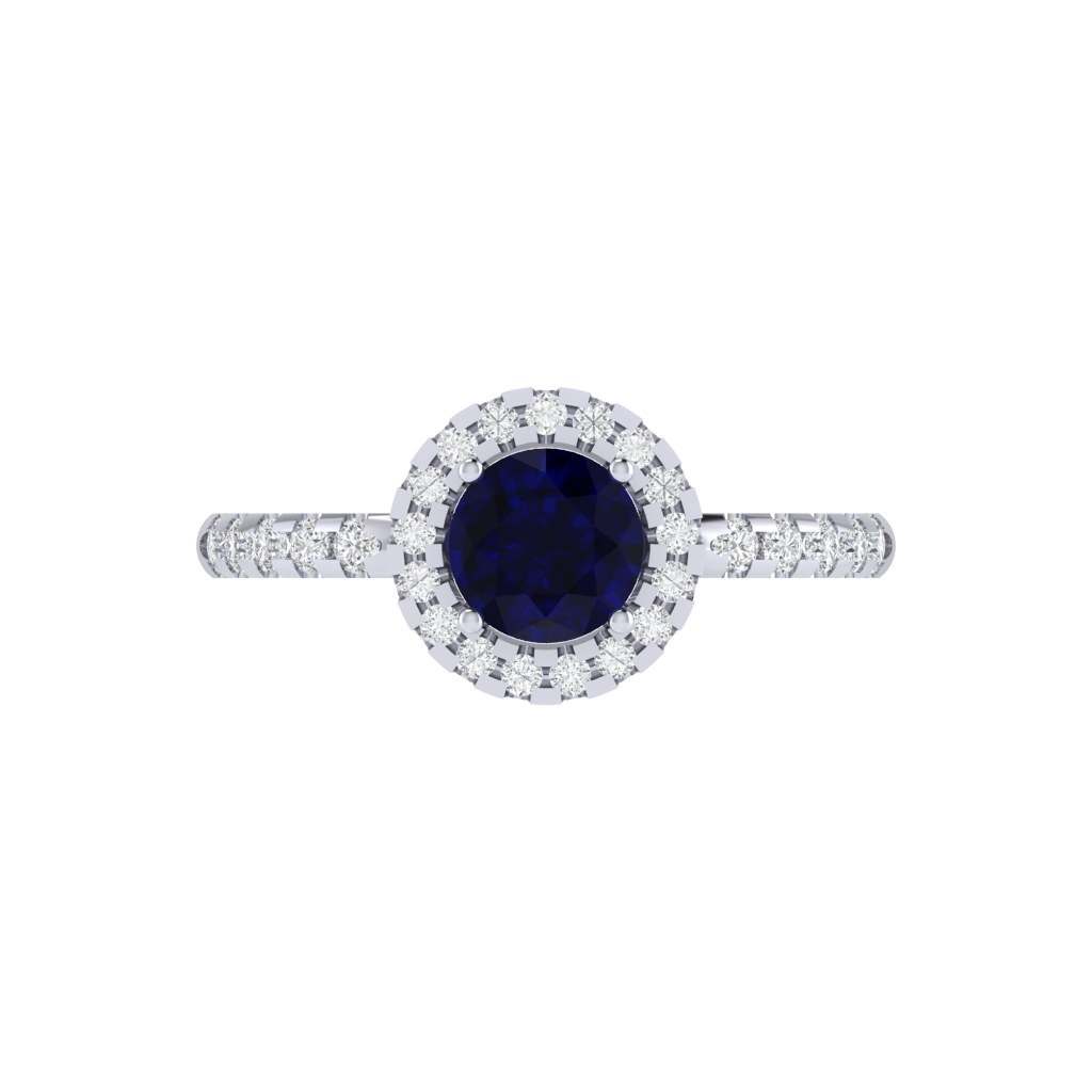 Diamtrendz 925 sterling silver white gold plated solitaire sapphire gemstone ring