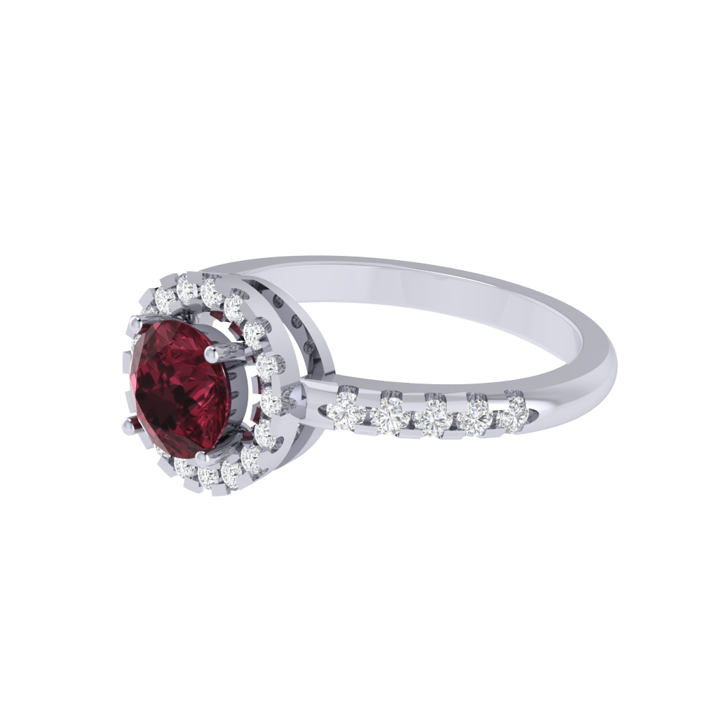 Diamtrendz 925 sterling silver white gold plated solitaire garnet gemstone ring