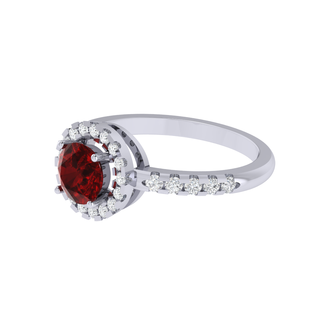Diamtrendz 925 sterling silver white gold plated solitaire ruby gemstone ring