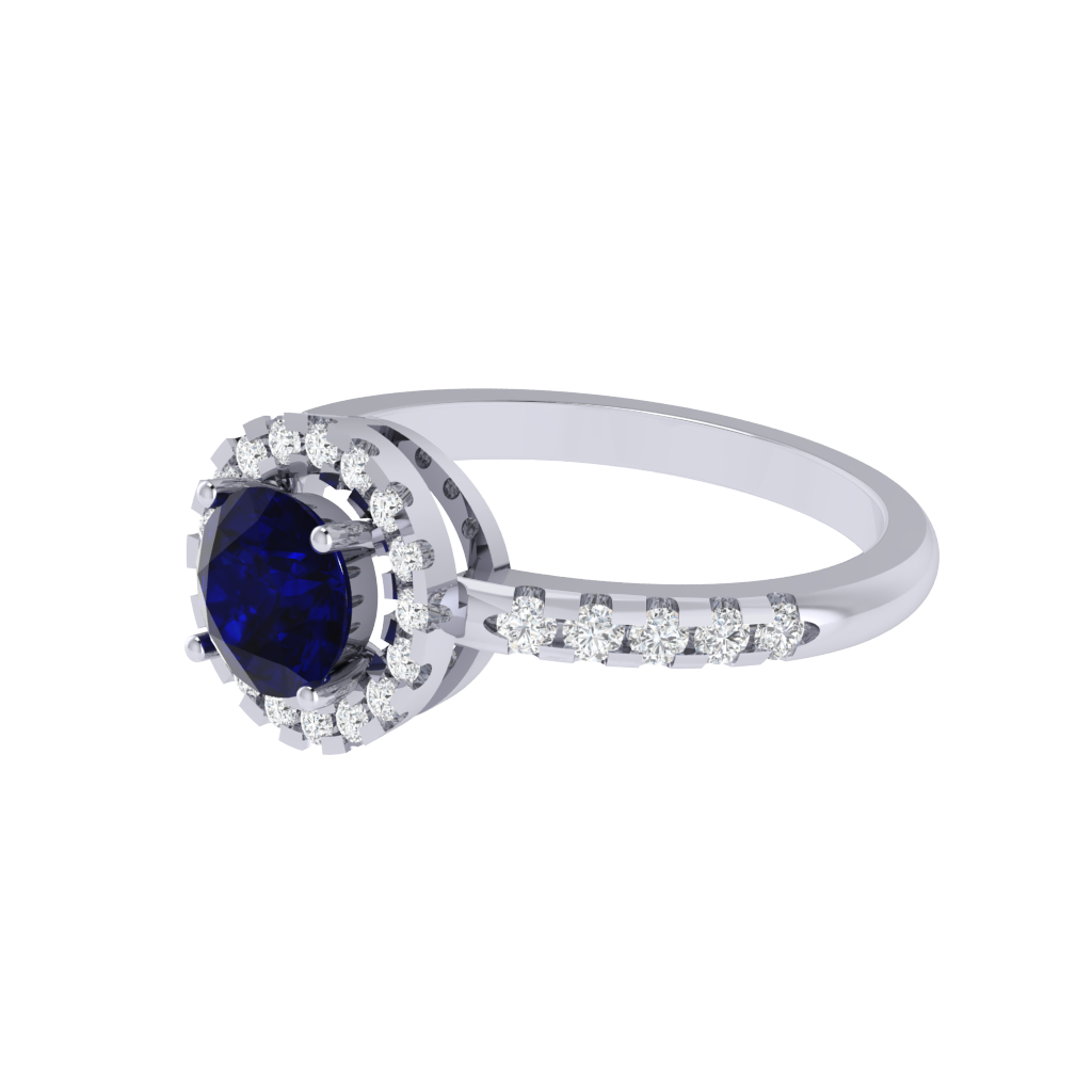 Diamtrendz 925 sterling silver white gold plated solitaire sapphire gemstone ring