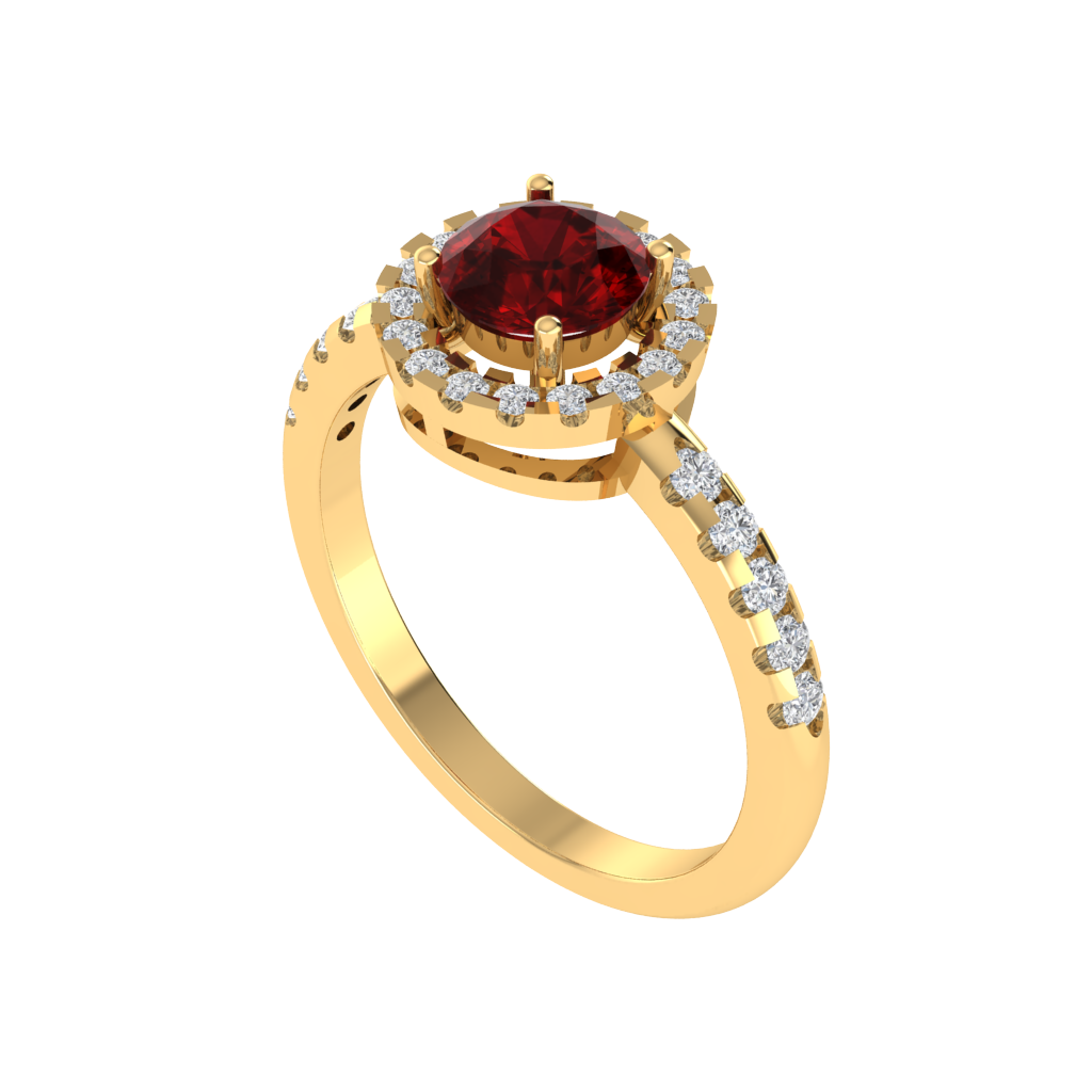 Diamtrendz 925 sterling silver yellow gold plated solitaire ruby gemstone ring