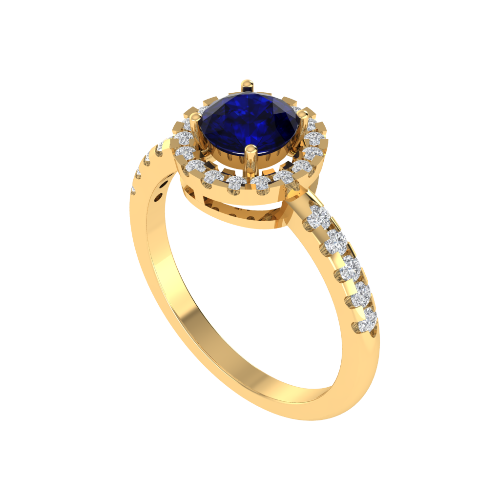 Diamtrendz 925 sterling silver yellow gold plated solitaire sapphire gemstone ring