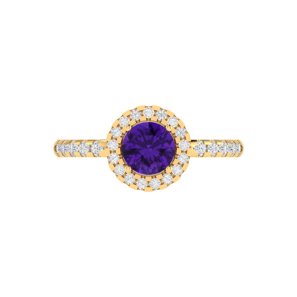 Diamtrendz 925 sterling silver yellow gold plated solitaire amethyst gemstone ring