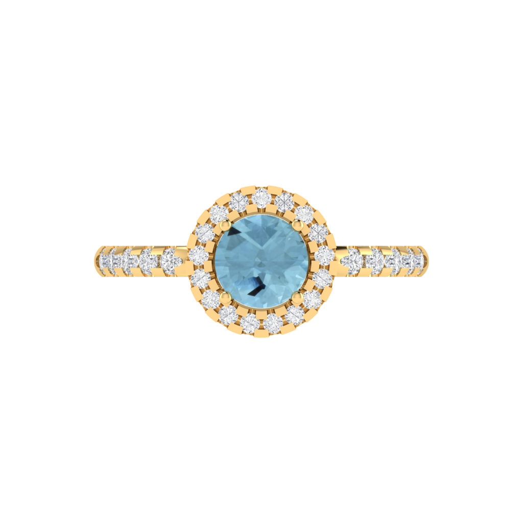 Diamtrendz 925 sterling silver yellow gold plated solitaire aquamarine gemstone ring