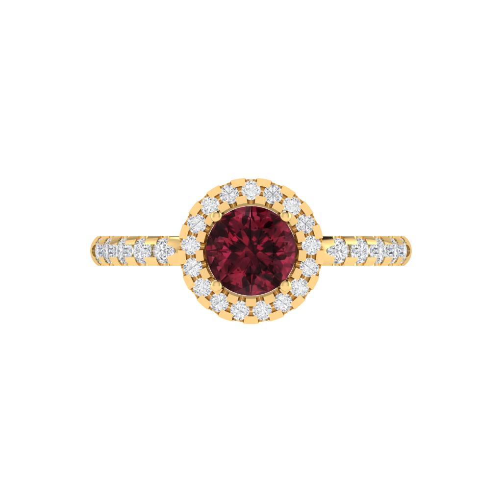 Diamtrendz 925 sterling silver yellow gold plated solitaire garnet gemstone ring