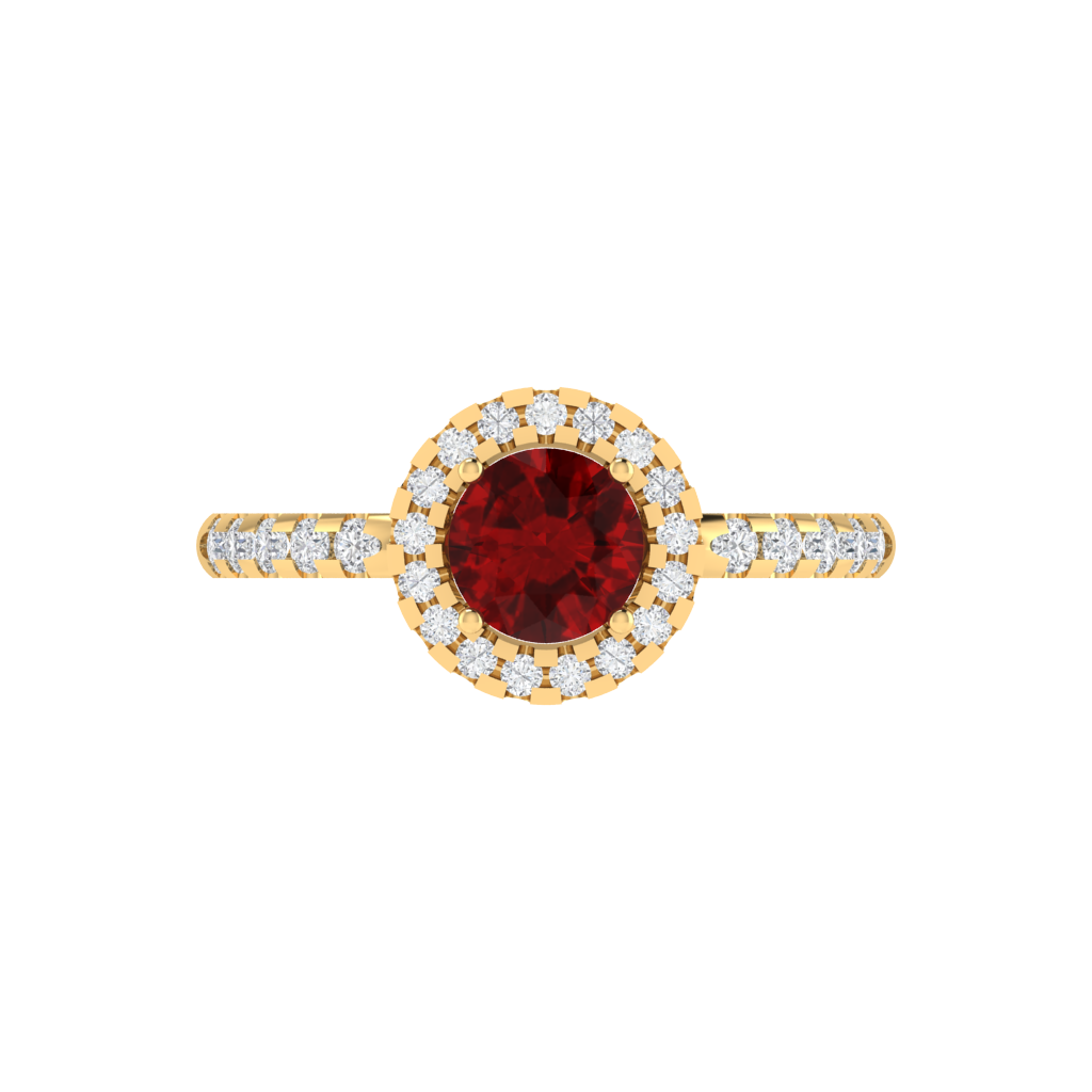 Diamtrendz 925 sterling silver yellow gold plated solitaire ruby gemstone ring