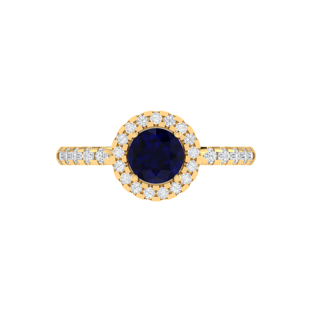 Diamtrendz 925 sterling silver yellow gold plated solitaire sapphire gemstone ring