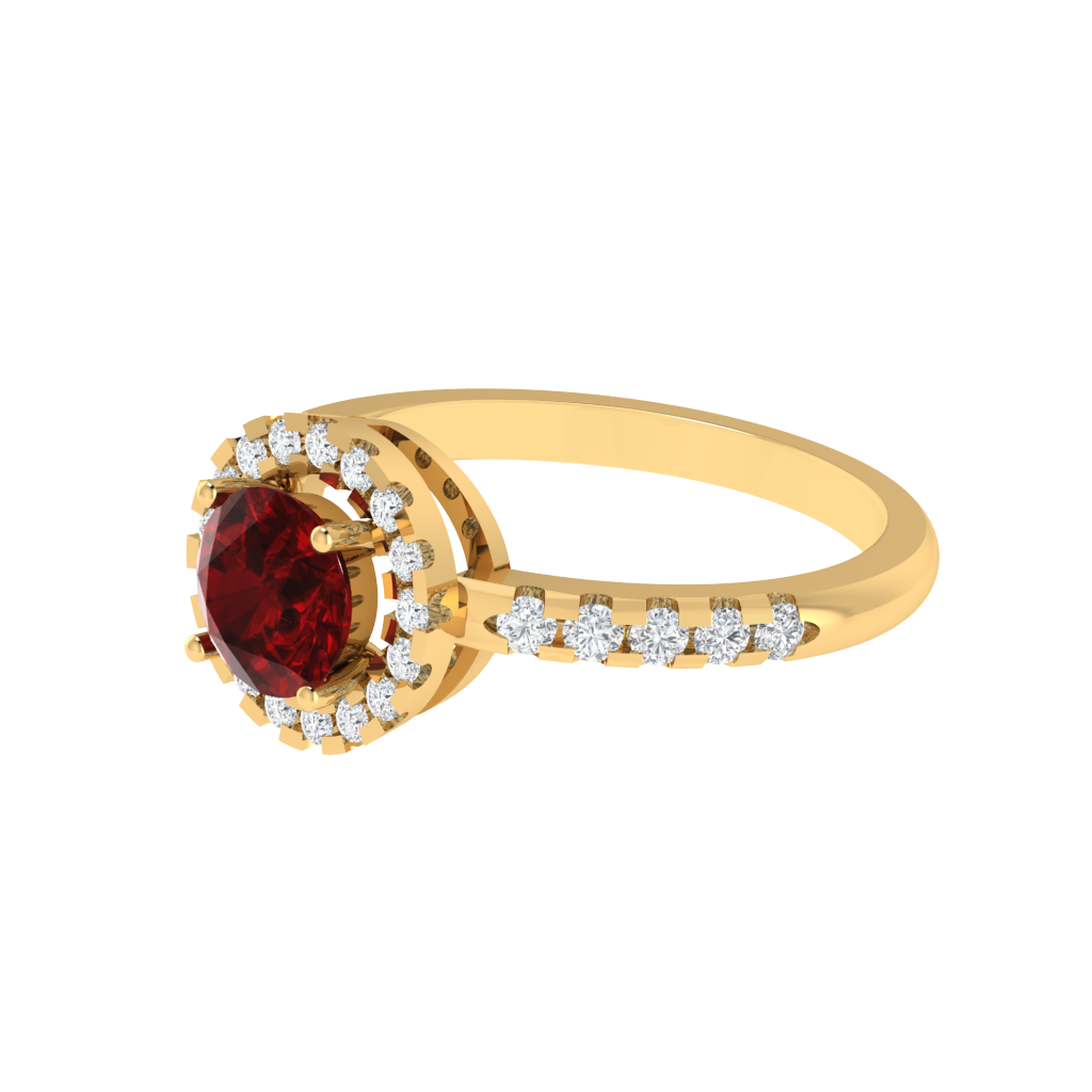Diamtrendz 925 sterling silver yellow gold plated solitaire ruby gemstone ring