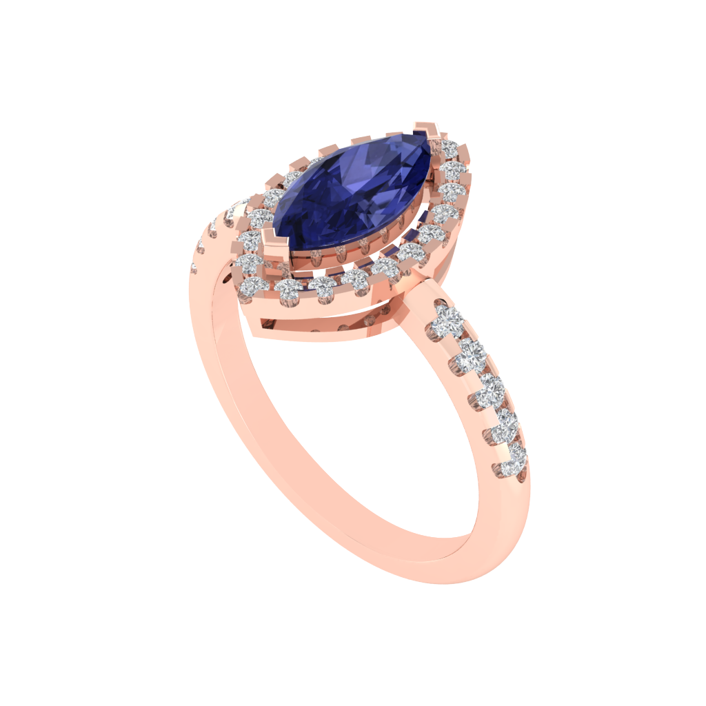 Diamtrendz 925 sterling silver rose gold plated solitaire tanzanite gemstone ring