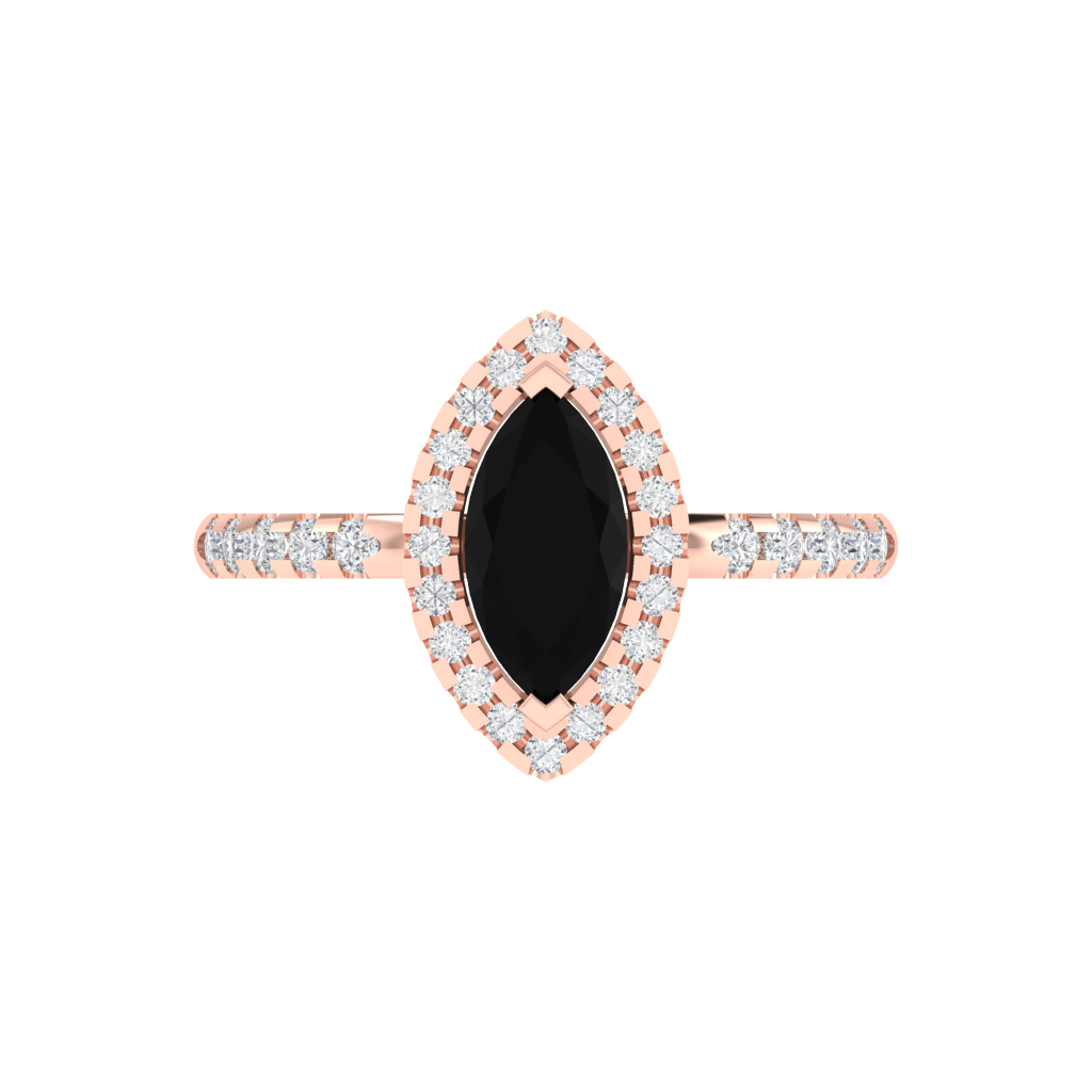 Diamtrendz 925 sterling silver rose gold plated solitaire black diamond ring