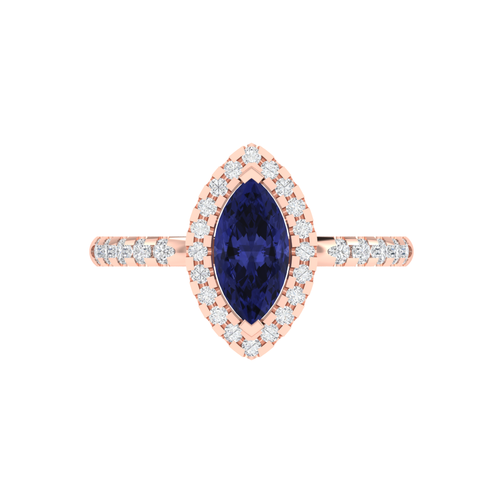 Diamtrendz 925 sterling silver rose gold plated solitaire tanzanite gemstone ring
