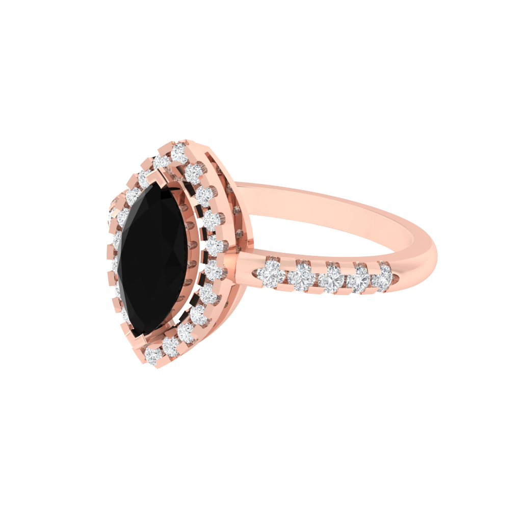 Diamtrendz 925 sterling silver rose gold plated solitaire black diamond ring