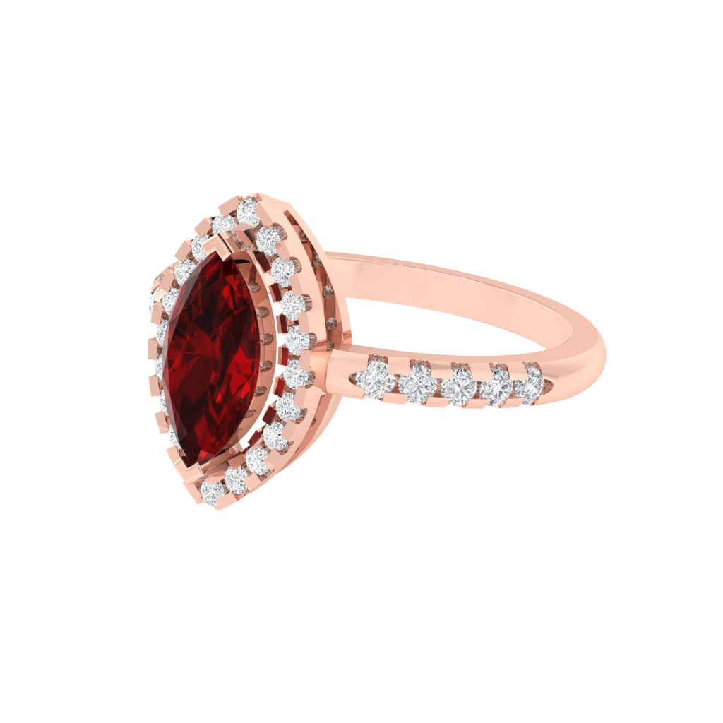 Diamtrendz 925 sterling silver rose gold plated solitaire ruby gemstone ring