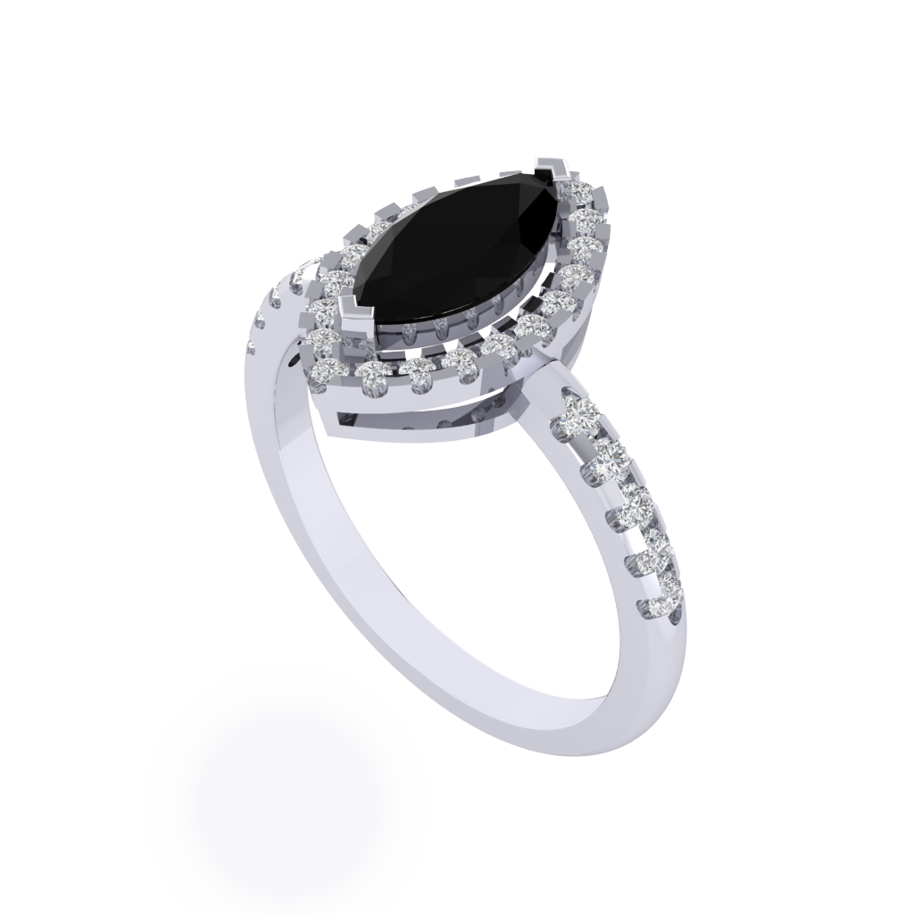 Diamtrendz 925 sterling silver white gold plated solitaire black diamond ring