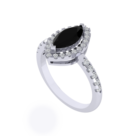 Diamtrendz 925 sterling silver white gold plated solitaire black diamond ring