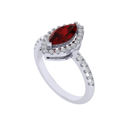 Diamtrendz 925 sterling silver white gold plated solitaire ruby gemstone ring
