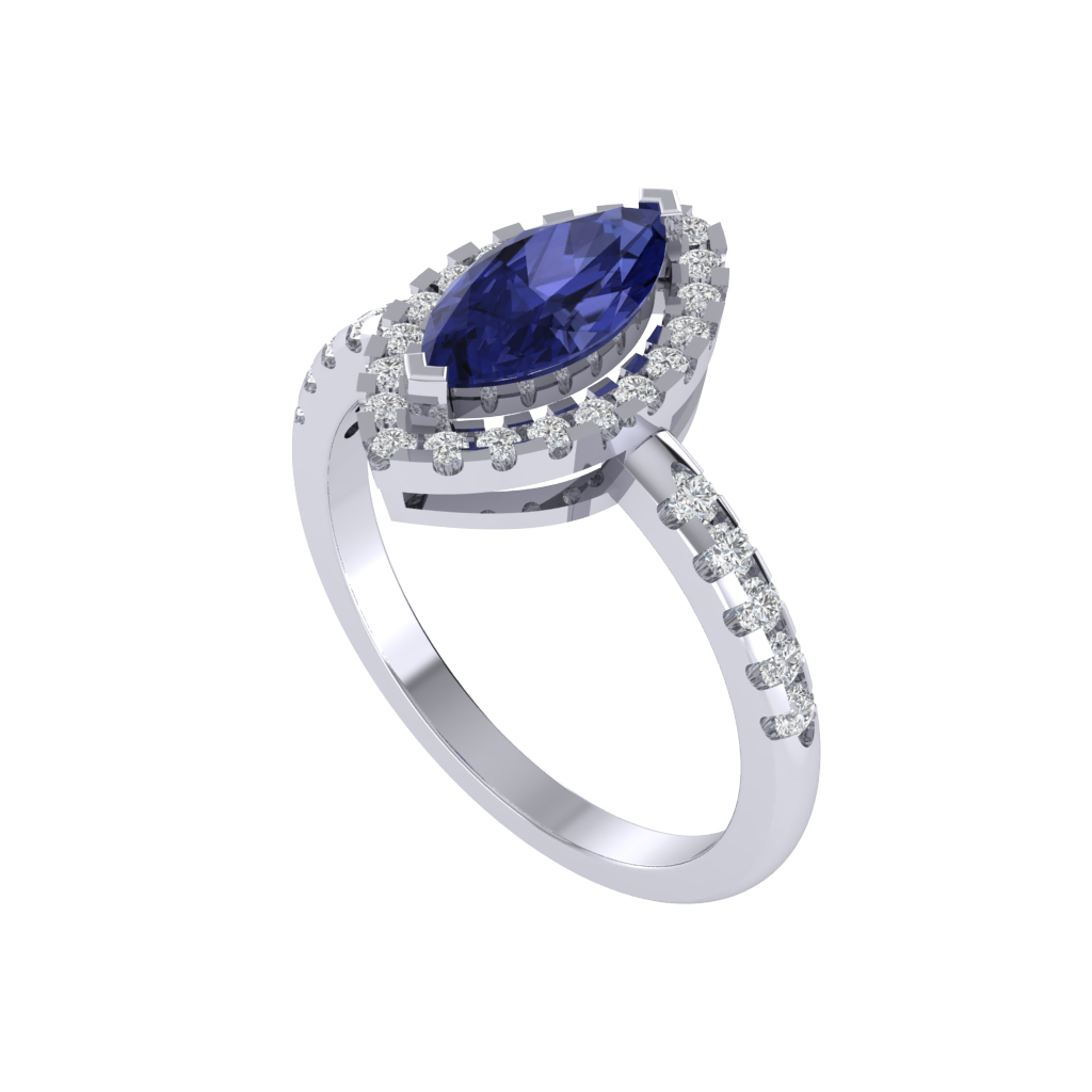 Diamtrendz 925 sterling silver white gold plated solitaire tanzanite gemstone ring