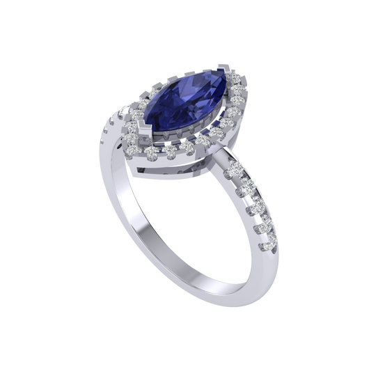 Diamtrendz 925 sterling silver white gold plated solitaire tanzanite gemstone ring