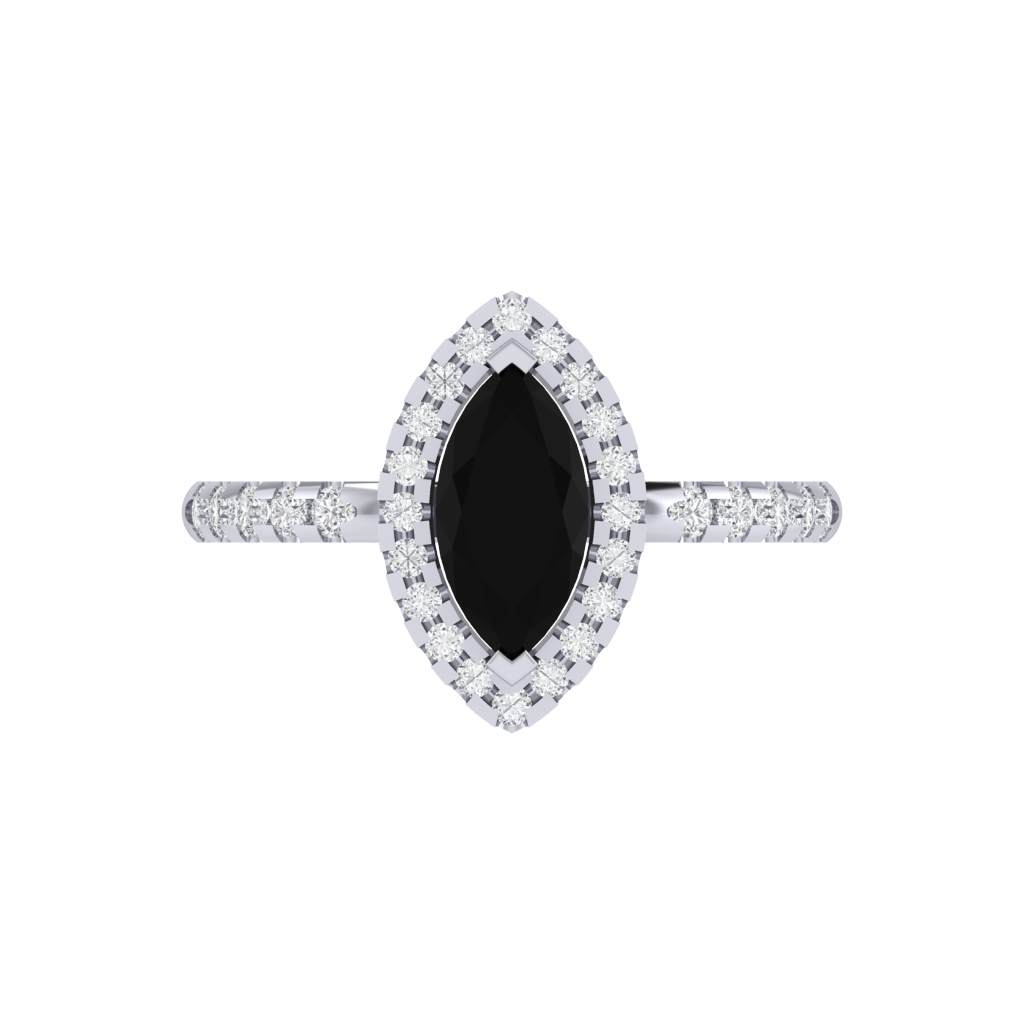 Diamtrendz 925 sterling silver white gold plated solitaire black diamond ring