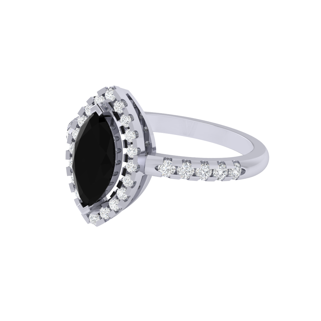 Diamtrendz 925 sterling silver white gold plated solitaire black diamond ring