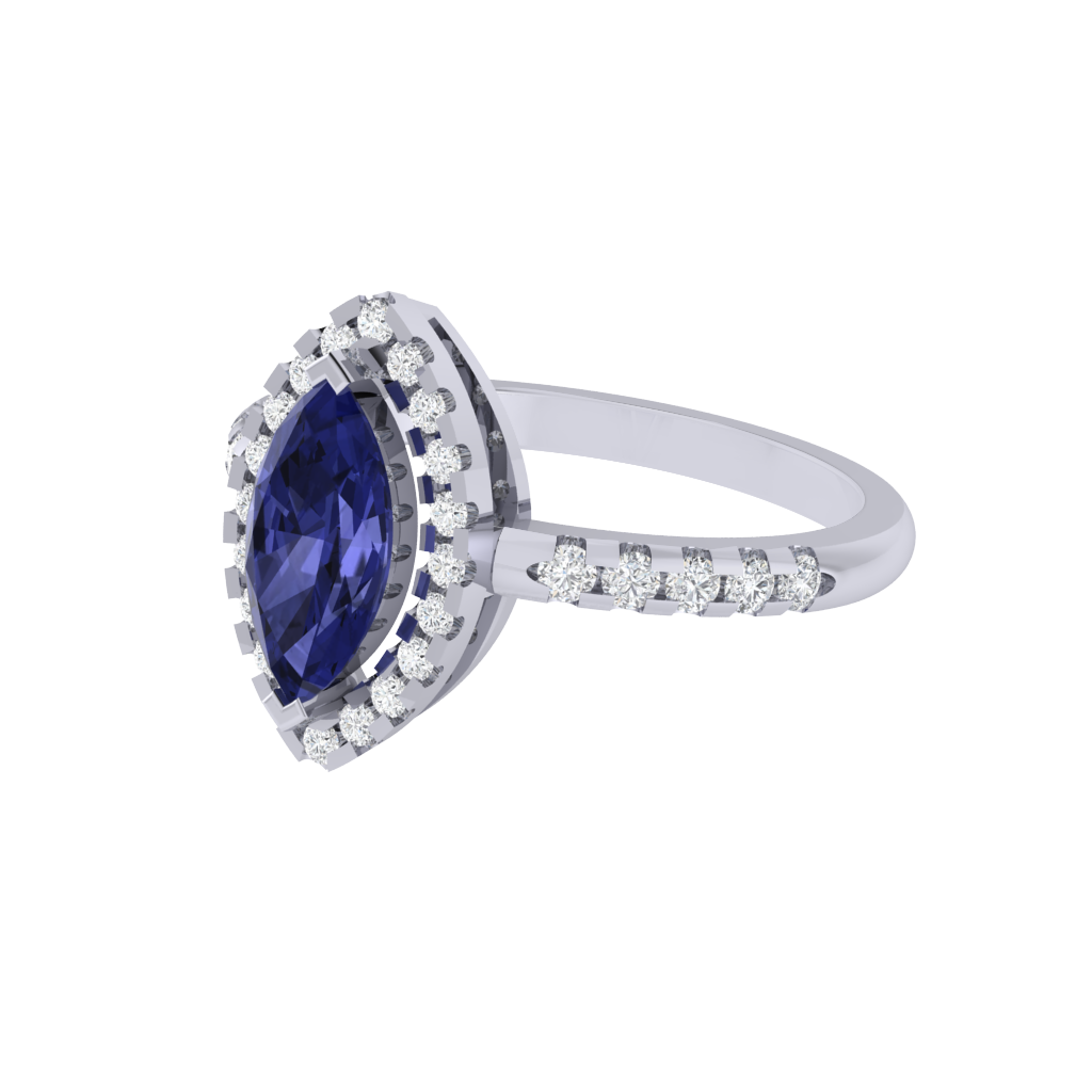 Diamtrendz 925 sterling silver white gold plated solitaire tanzanite gemstone ring