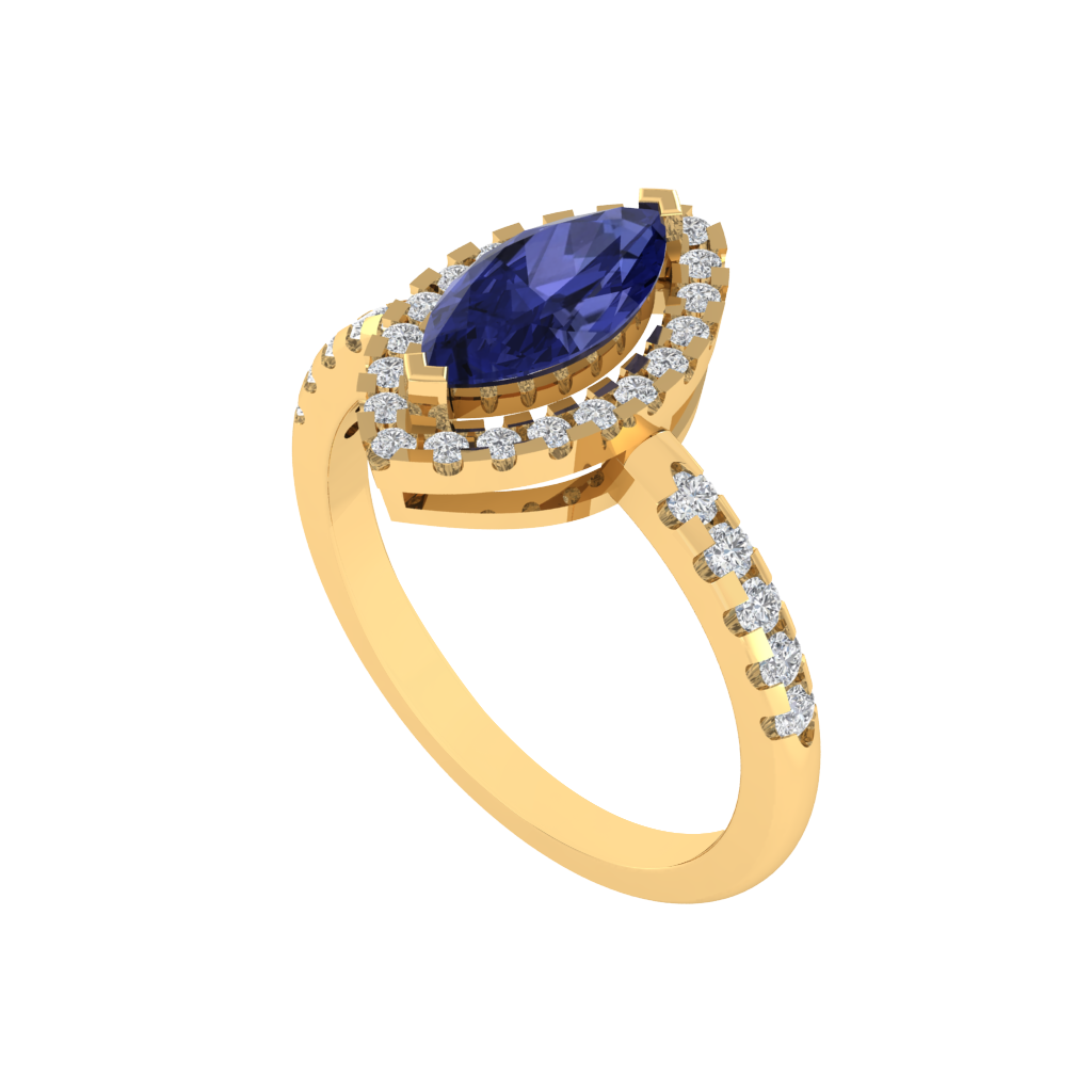 Diamtrendz 925 sterling silver yellow gold plated solitaire tanzanite gemstone ring