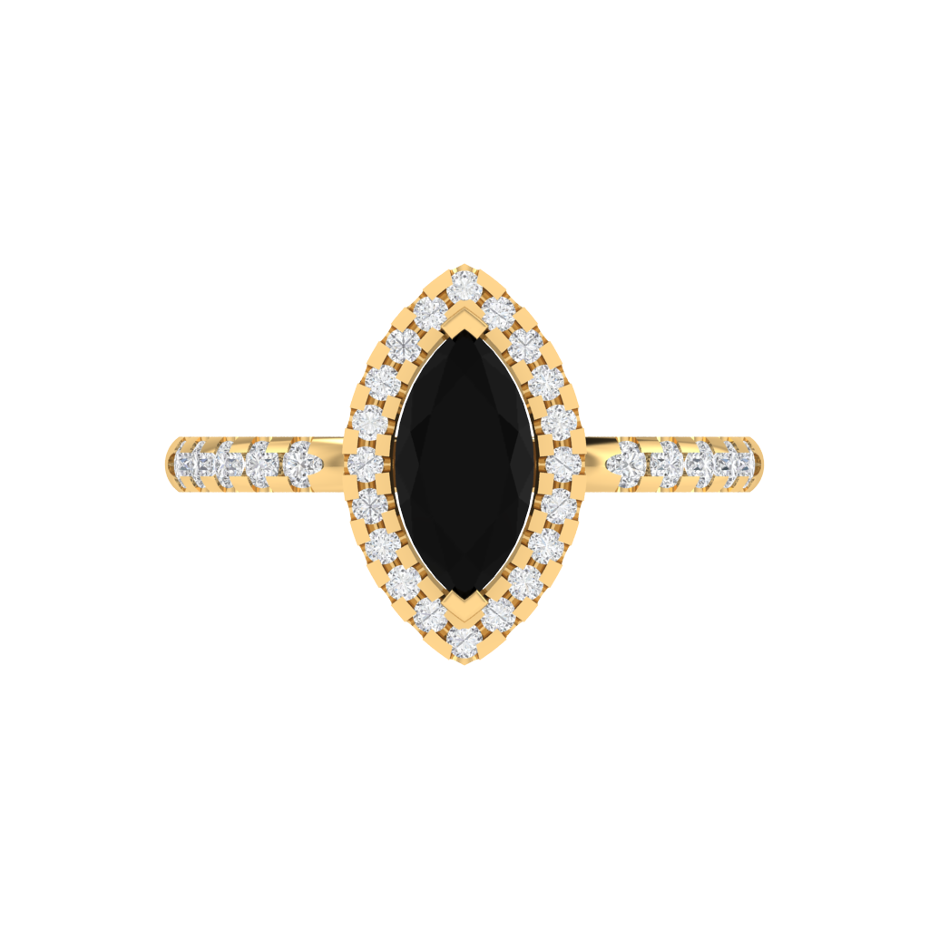 Diamtrendz 925 sterling silver yellow gold plated solitaire black diamond ring