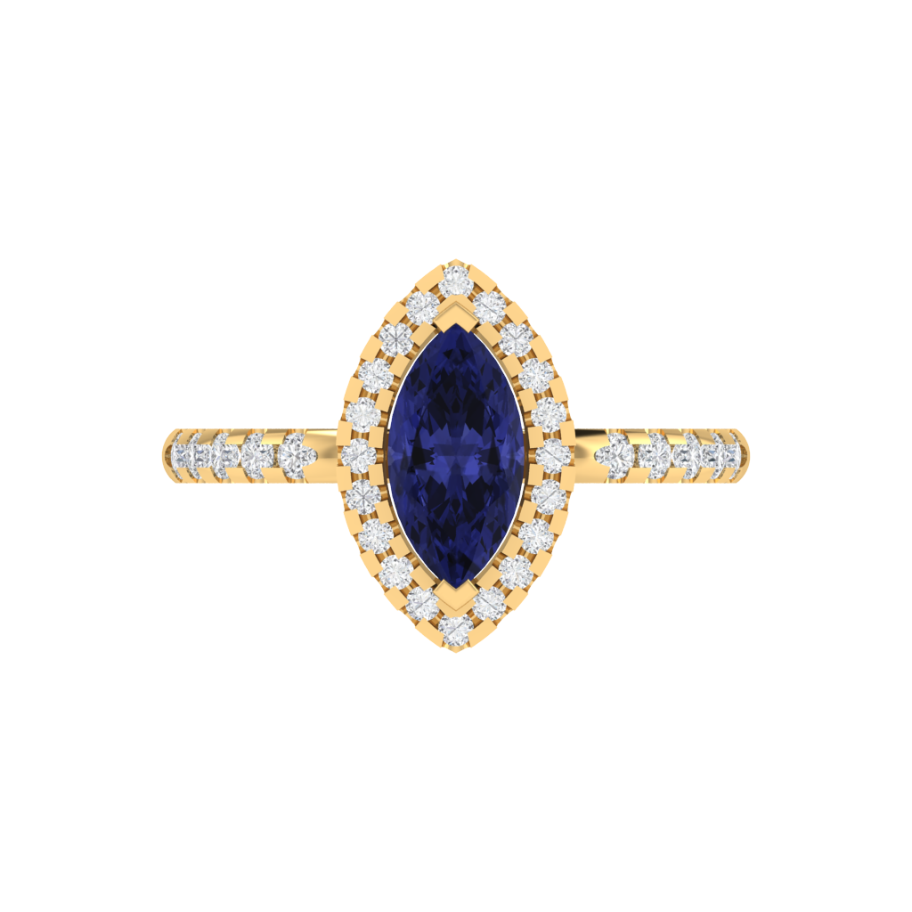 Diamtrendz 925 sterling silver yellow gold plated solitaire tanzanite gemstone ring
