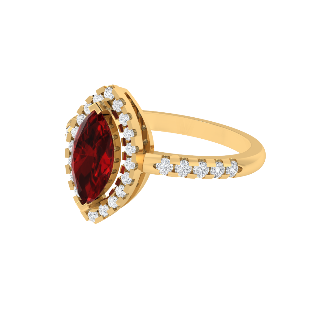 Diamtrendz 925 sterling silver yellow gold plated solitaire ruby gemstone ring